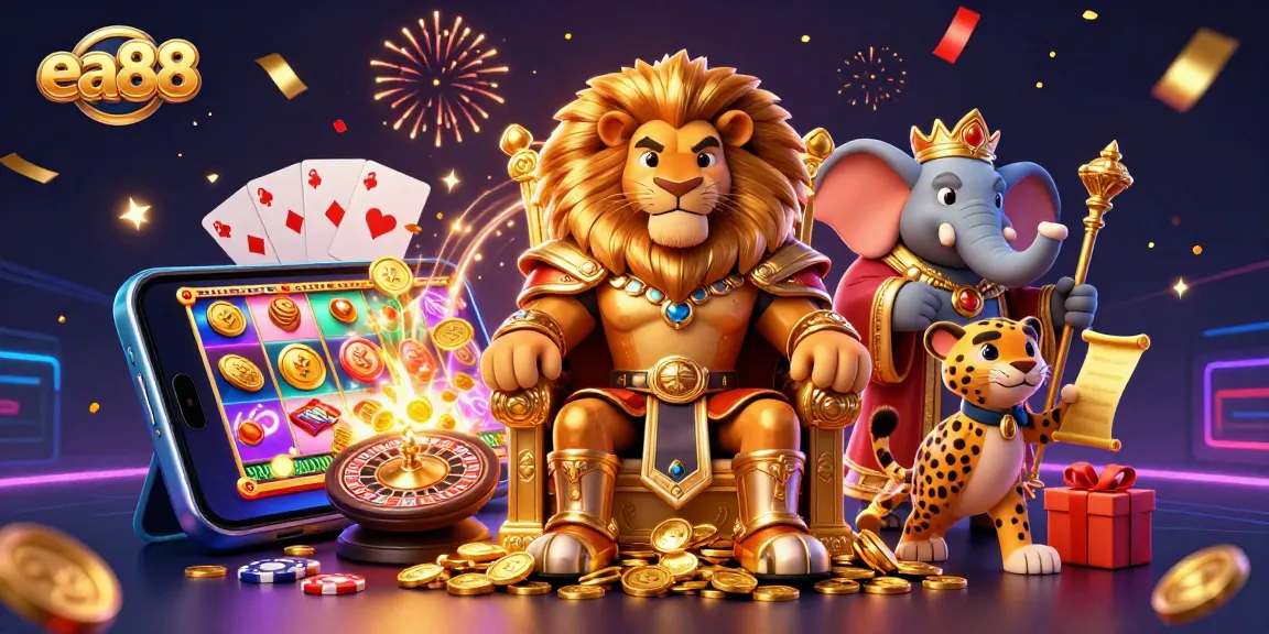 Experience thrilling gameplay at ea88 with majestic characters and vibrant casino elements.