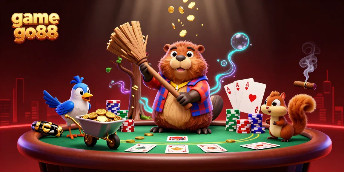 Experience game go88 with a lively scene of cartoon characters engaged in casino action.