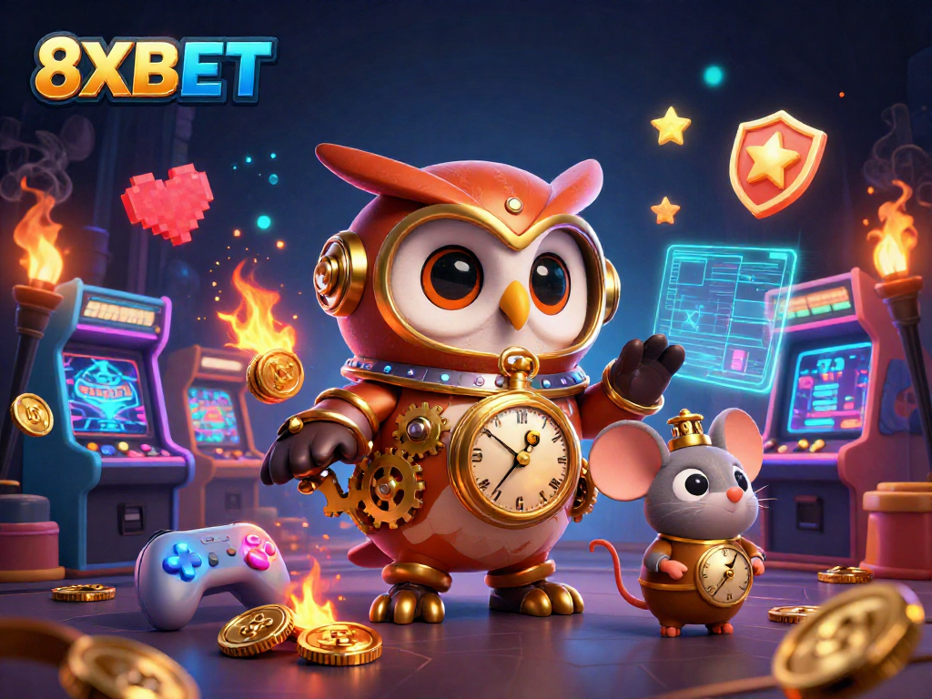 Experience the excitement of 8XBET through this vibrant 3D digital illustration