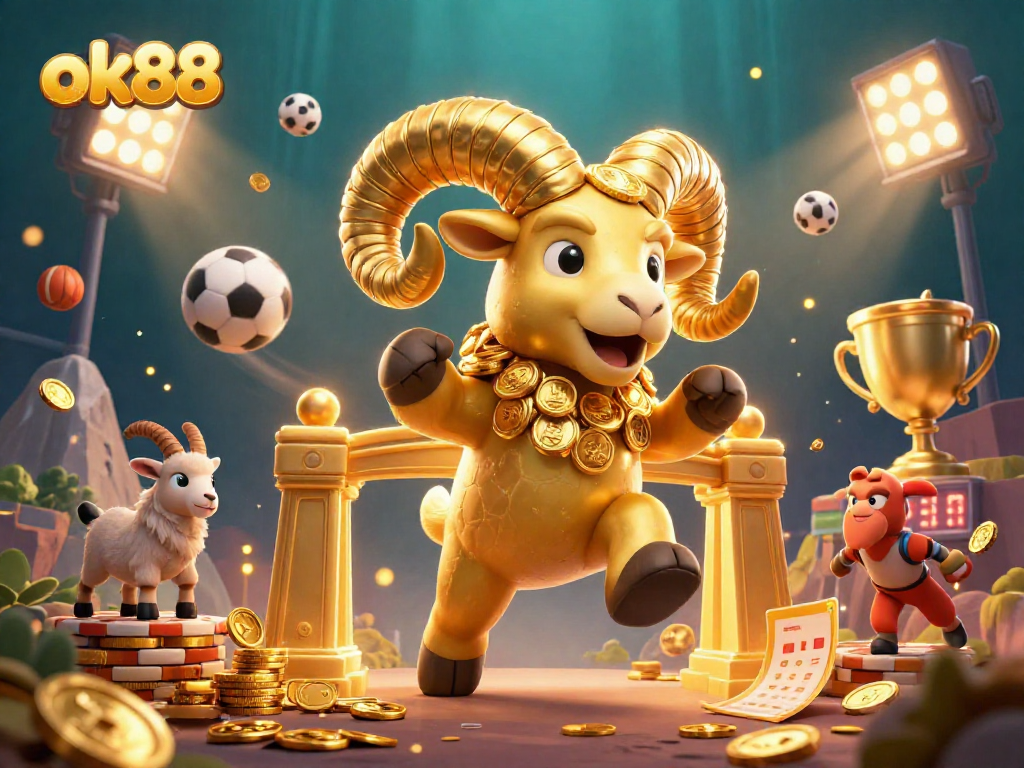 Experience thrilling gameplay at ok88 with dynamic sports betting illustrated in an exciting 3D digital scene.