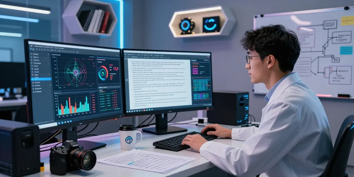 Data scientist analyzing AI Detection metrics in a modern lab environment.
