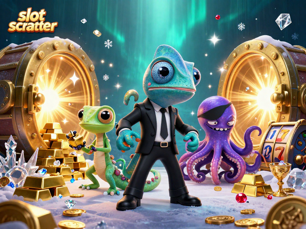 Experience the thrill of slot scatter gameplay with vibrant characters and casino treasures
