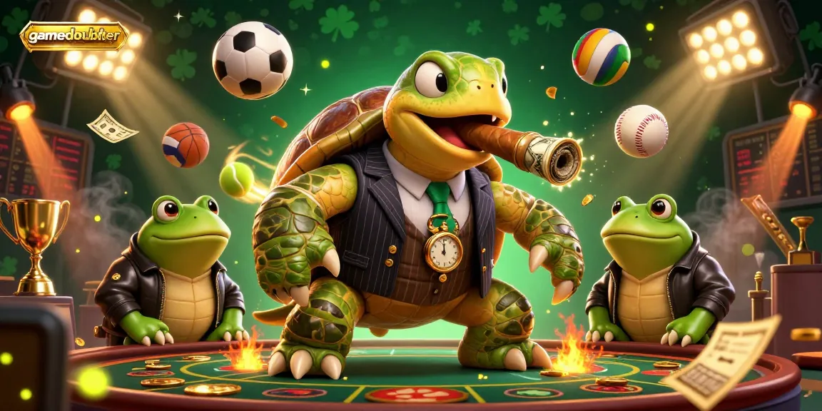 Experience gamedoubler's thrilling casino excitement with a lively 3D scene featuring cartoon characters and dynamic game elements.