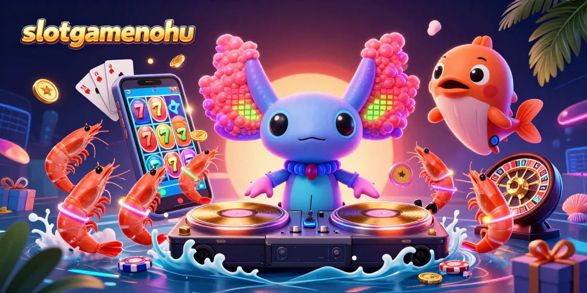 Spin and win at slotgamenohu with vibrant slot games, golden coins, and animated characters.