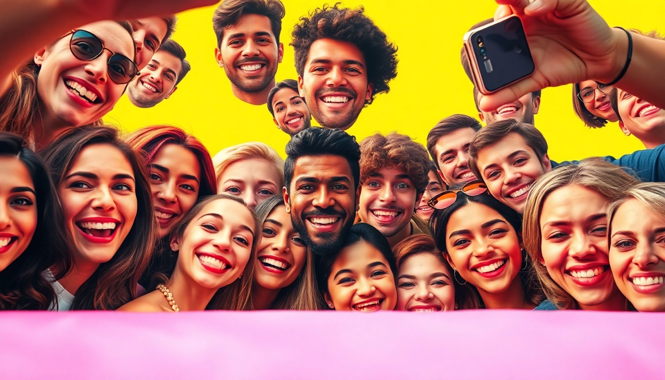 Captivating selfie mosaic showcasing diverse faces blended into a vibrant collage.